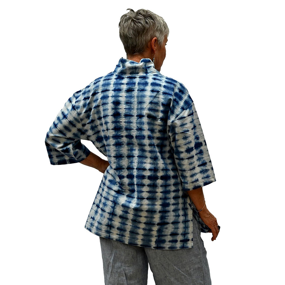 Thumbnail: Indigo tie-dye top, shibori, lines