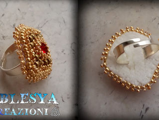 Anello lavorato con tecnica embroidery con base regolabile