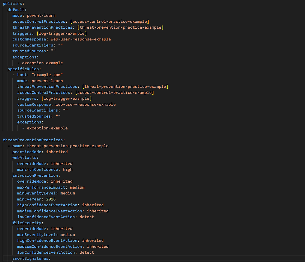 Local, declarative policy example (excerpt)