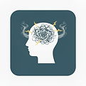logo głowy z dymem i błyskawicami wychodzącymi ze środka, symbolizujące wsparcie psychologiczne w zaburzeniach lękowych