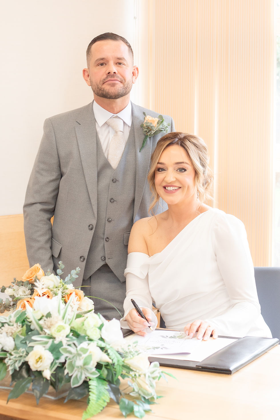 Bride and groom photographed during elegant relaxed wedding photography in the North East
