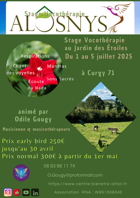 Stage Vocothérapie Semaine immersive au Jardin des Étoiles Alôsnys