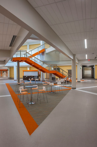 Interior staircase of the Bowling Green State University Olscamp building renovation