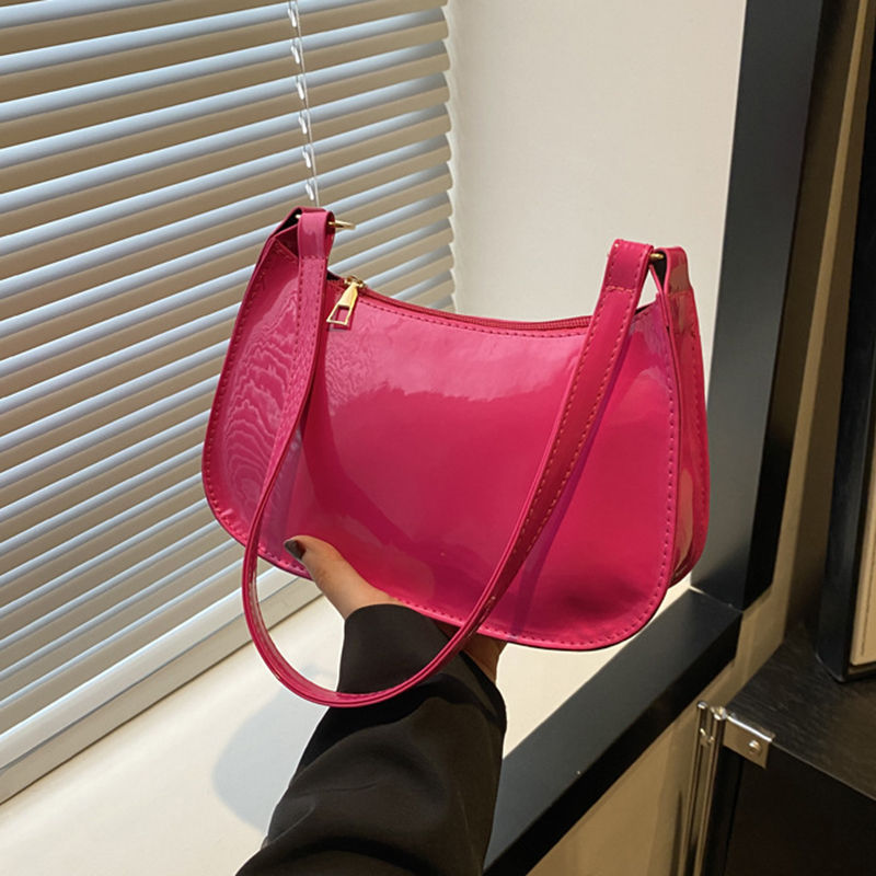 Thumbnail: Retro Solid Color PU Leather Shoulder Underarm Bag Women's Fashion Handbags Casu