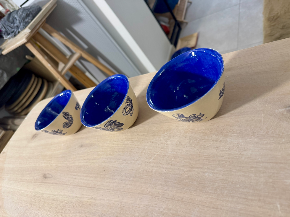 Miniature : Tasse et soucoupe poulpe bleu roi