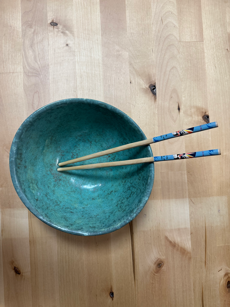 Miniature : Bol à ramen ou petit saladier asymétrique vert d’eau argenté 