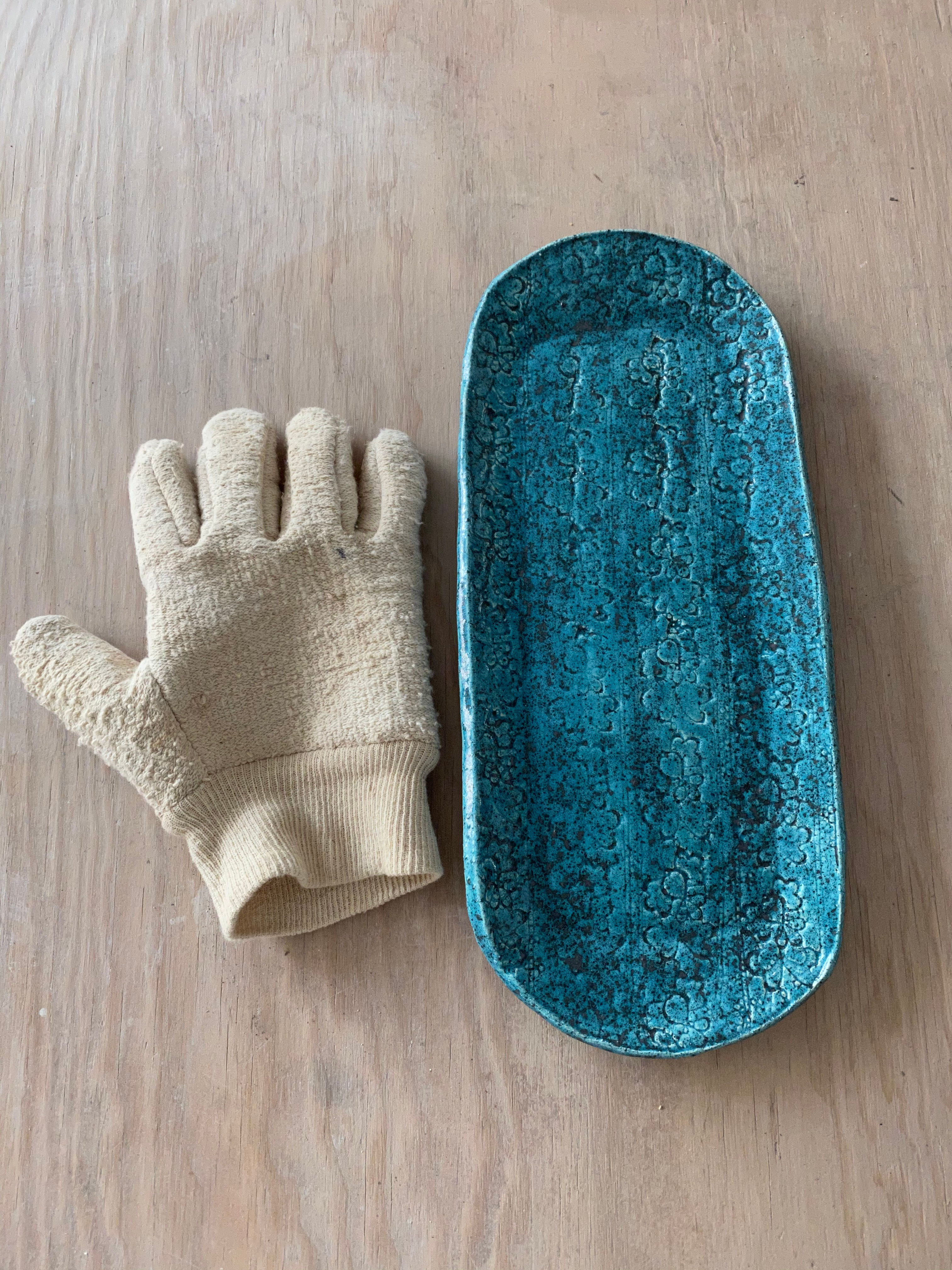 Plat à terrine dentelle bleu hawaï