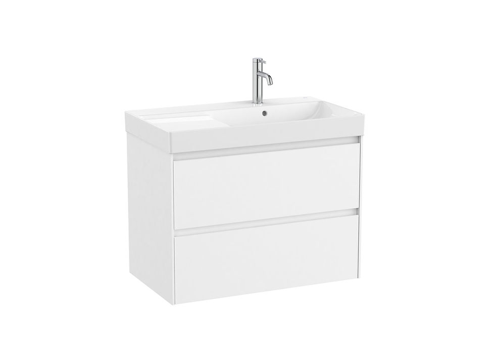 Thumbnail: Roca Ona Base Unit With Two Drawers And Right Hand Basin - 800mm