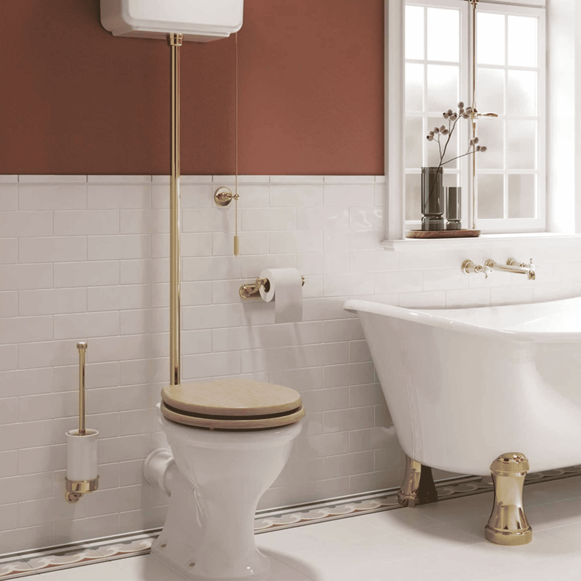 Burlington Guild Rimless High-Level Toilet Traditional WC Pan