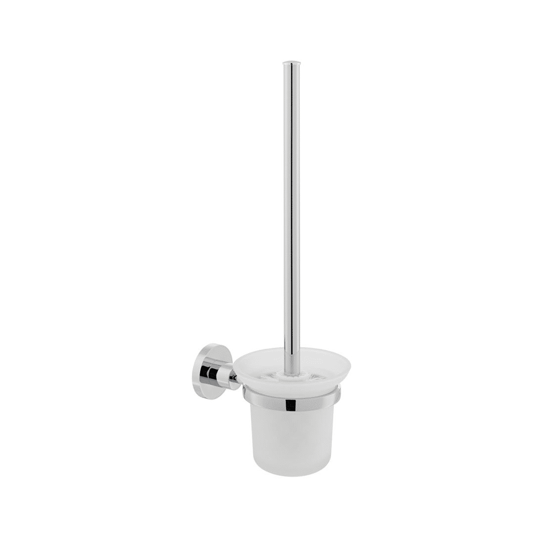 VADO Elements Wall Mounted Toilet Brush & Frosted Glass Holder Chrome