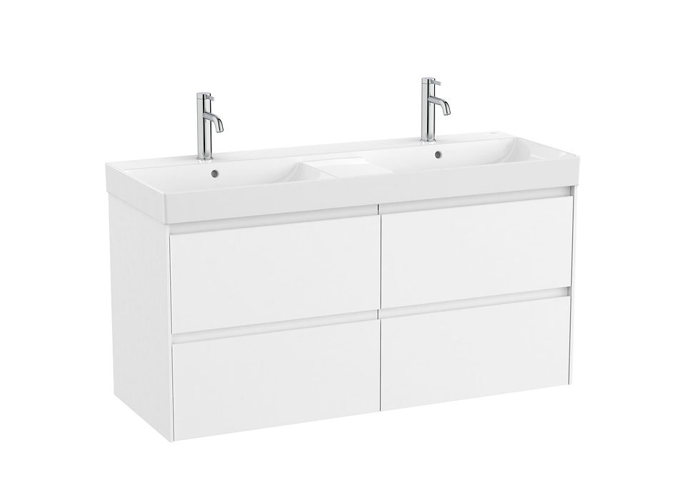 Thumbnail: Roca Ona Base Unit With Four Drawers And Double Bowl Basin - 1200mm