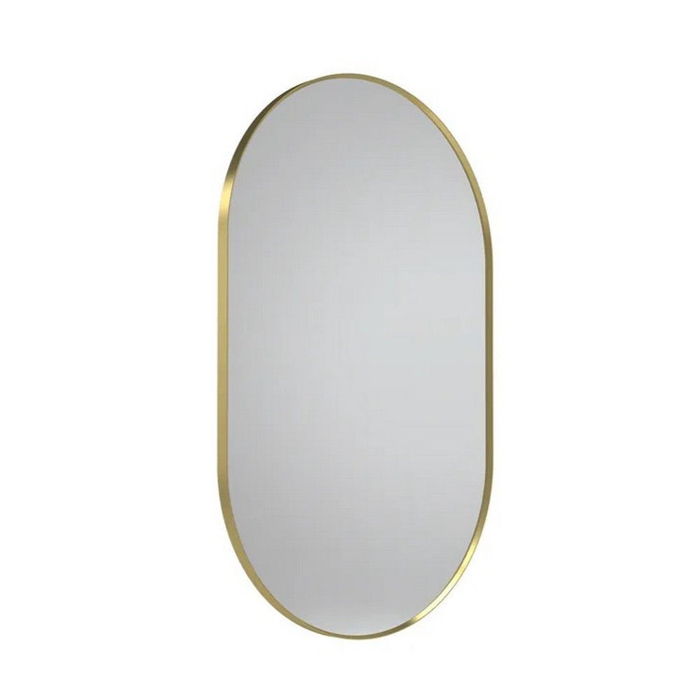 Tavistock Verge Framed Pill Shaped Mirror - Brushed Brass