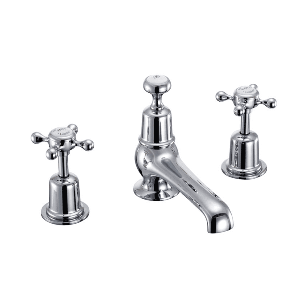 Burlington Claremont Deck Mounted 3 Hole Basin Mixer - Chrome