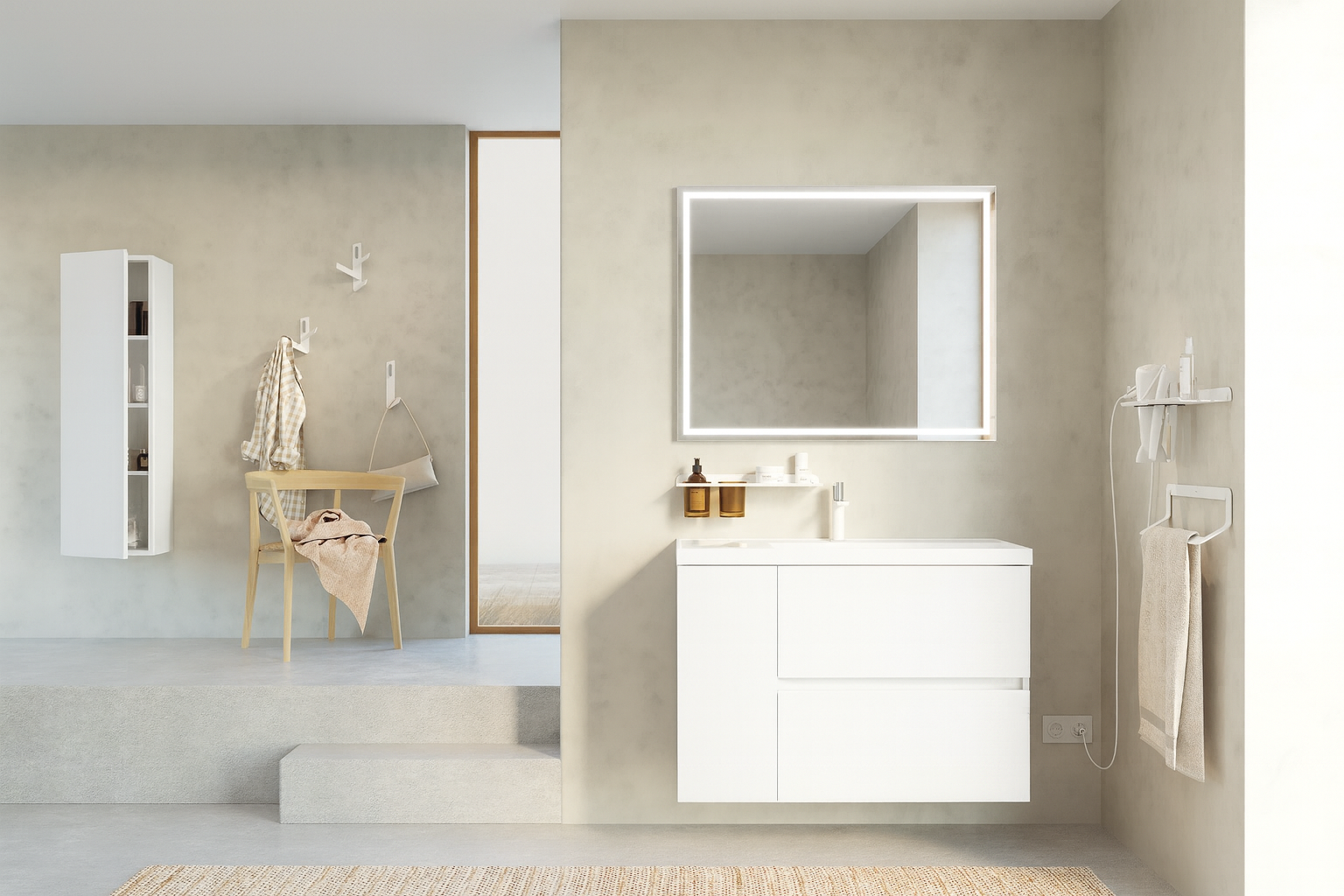 Sonia Code Wall Mounted Vanity Unit & Basin – 1000mm Gloss white