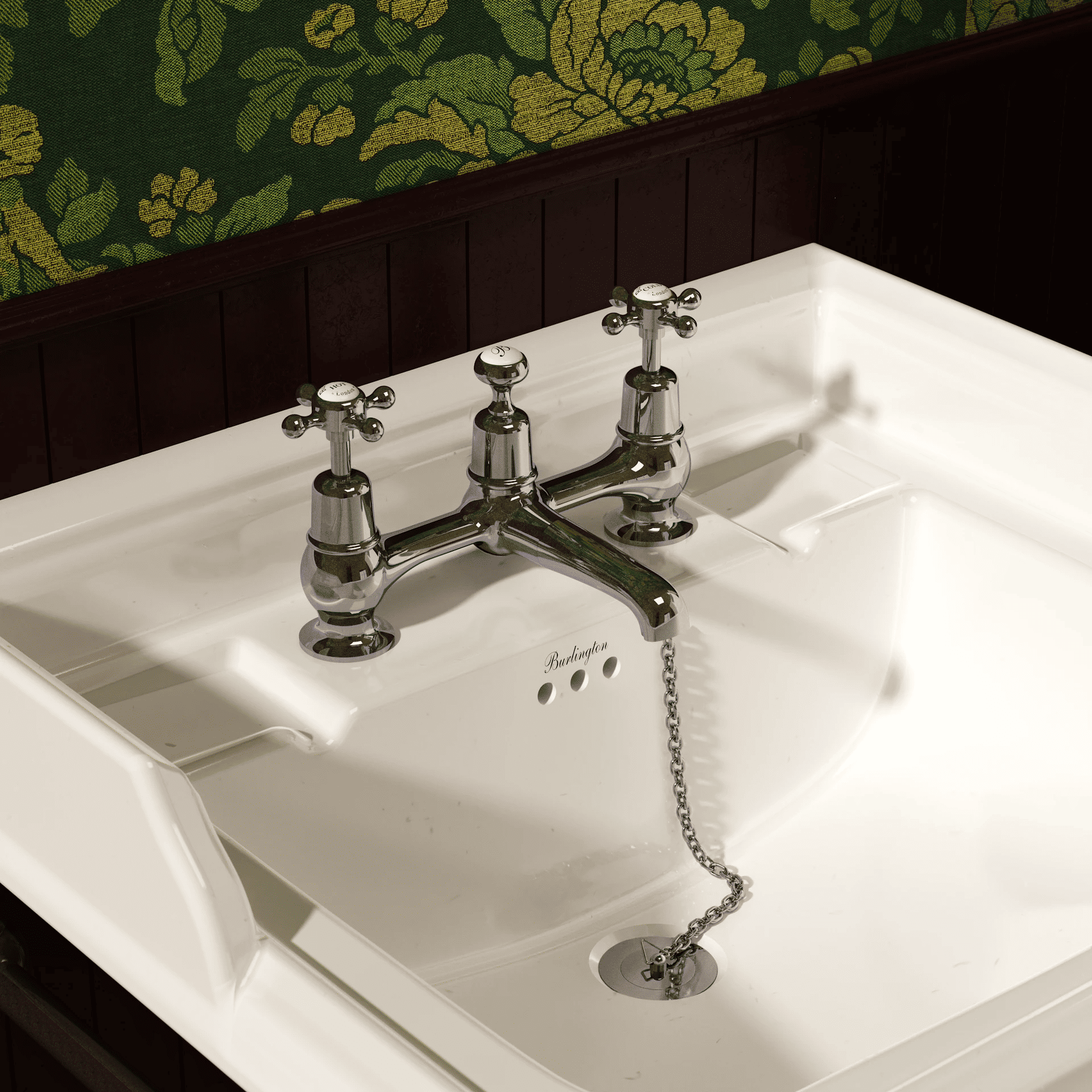 Burlington Claremont Deck Mounted Bridge Basin Mixer - Chrome