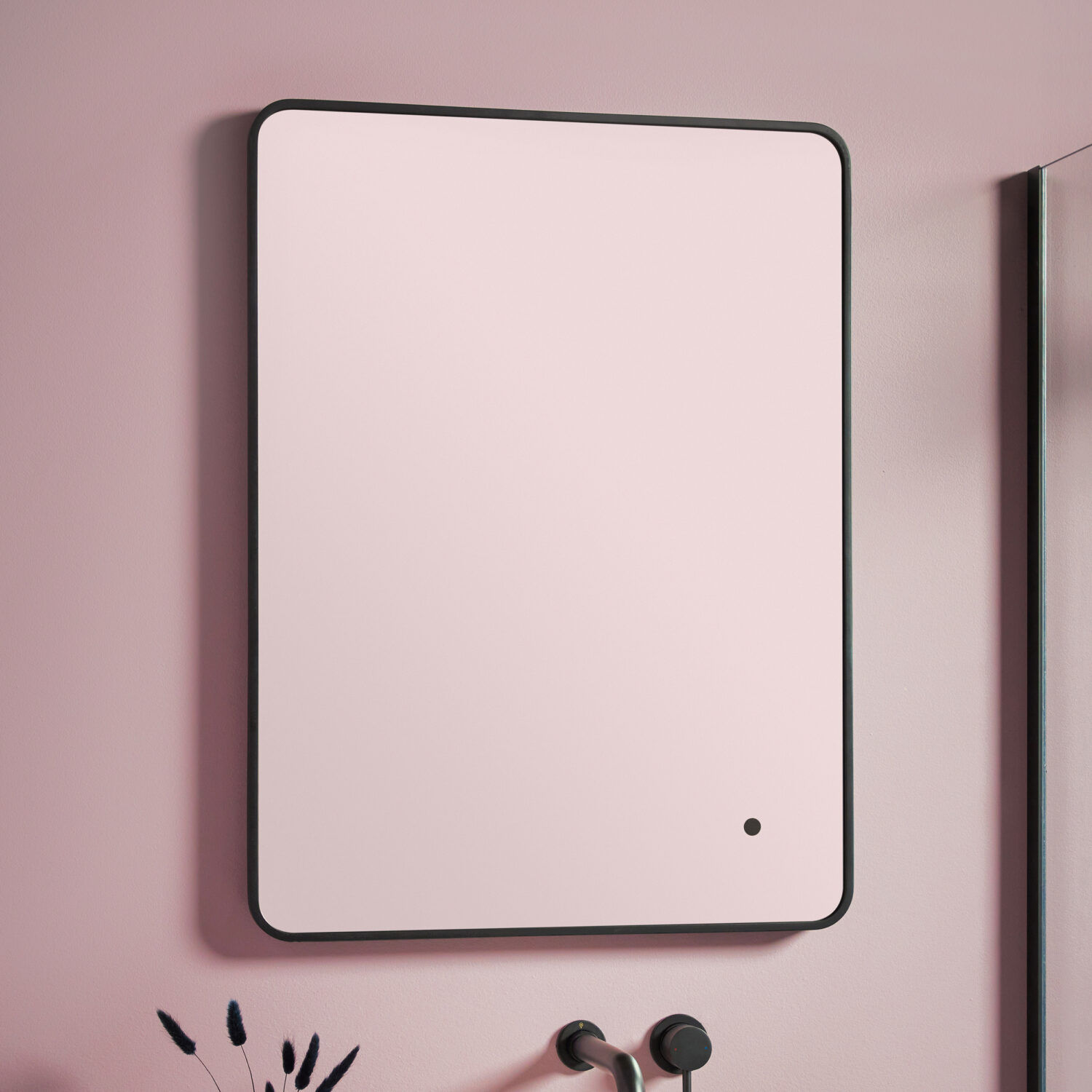 Bathworks Essentials Alfie Soft Edge LED Mirror Black 500×700