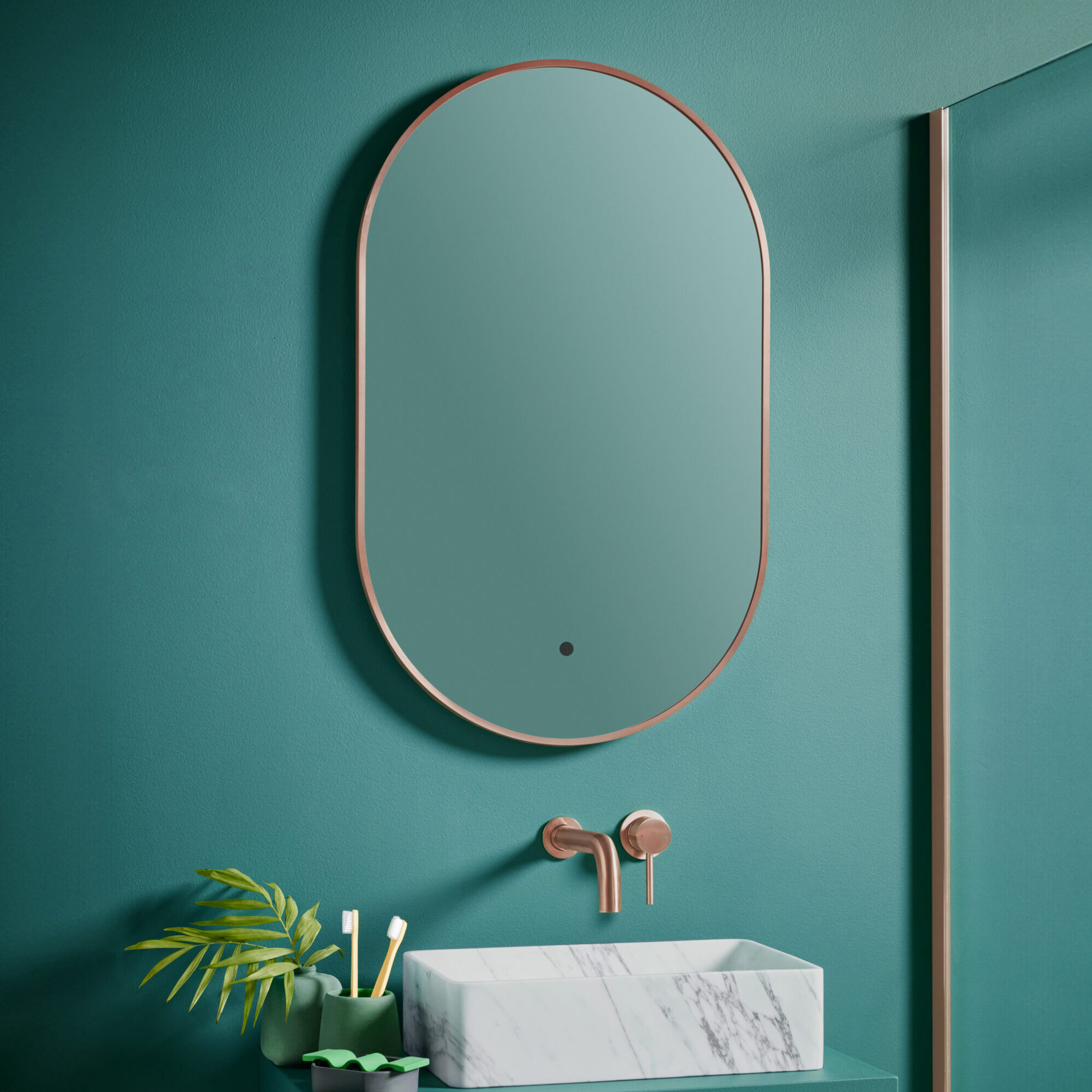 Bathworks Essential Aubrey Pill LED Mirror – Brushed Bronze – 500 x 800mm