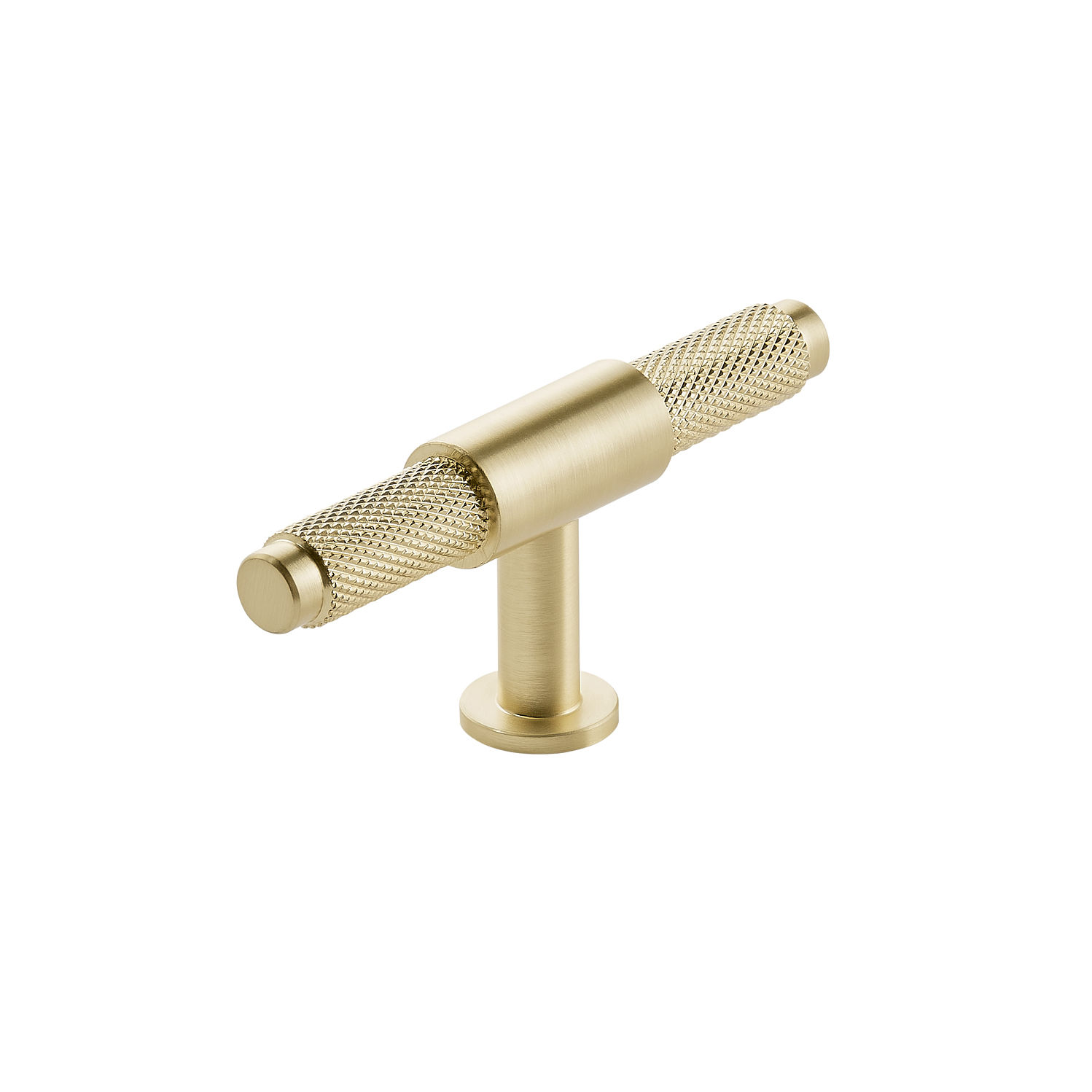 Bathworks Essentials Knurled T Bar 95mm Handle Brushed Brass