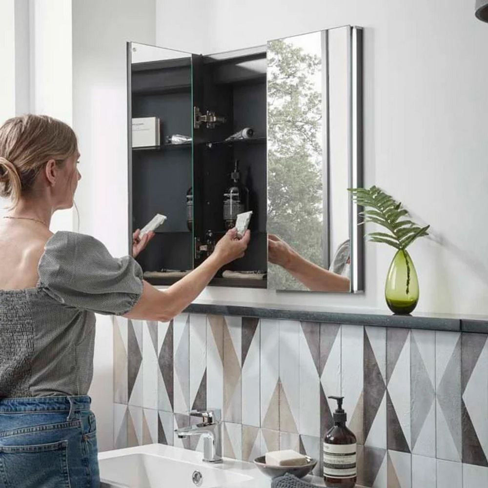 Tavistock Facade 1000mm Recessed Double Door Illuminated Mirrored Cabinet