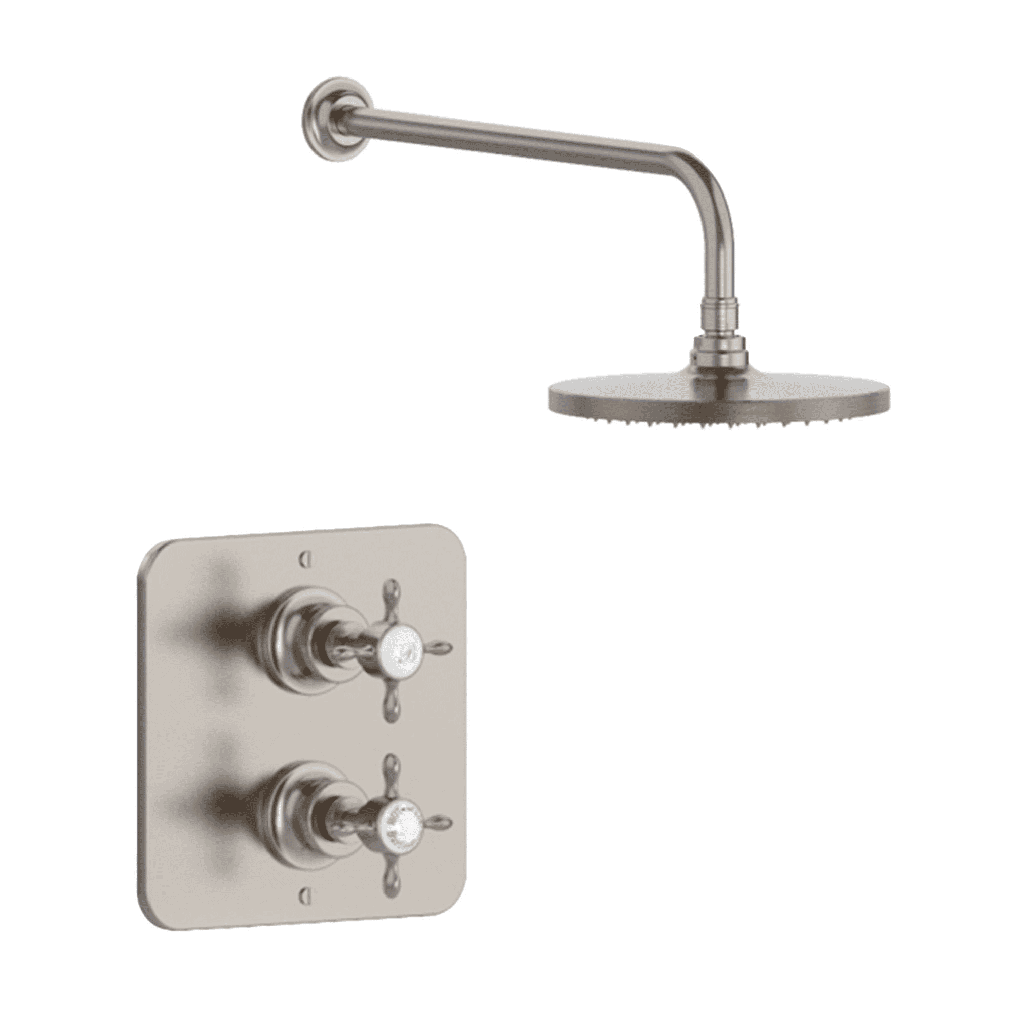 Burlington Guild Thermostatic Shower Valve and Fixed Head Brushed Nickel