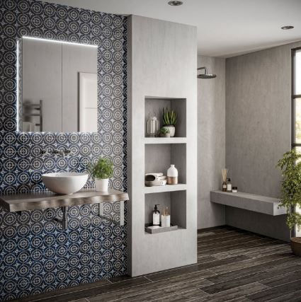 HIB Ether LED Illuminated Aluminium Mirror Cabinet