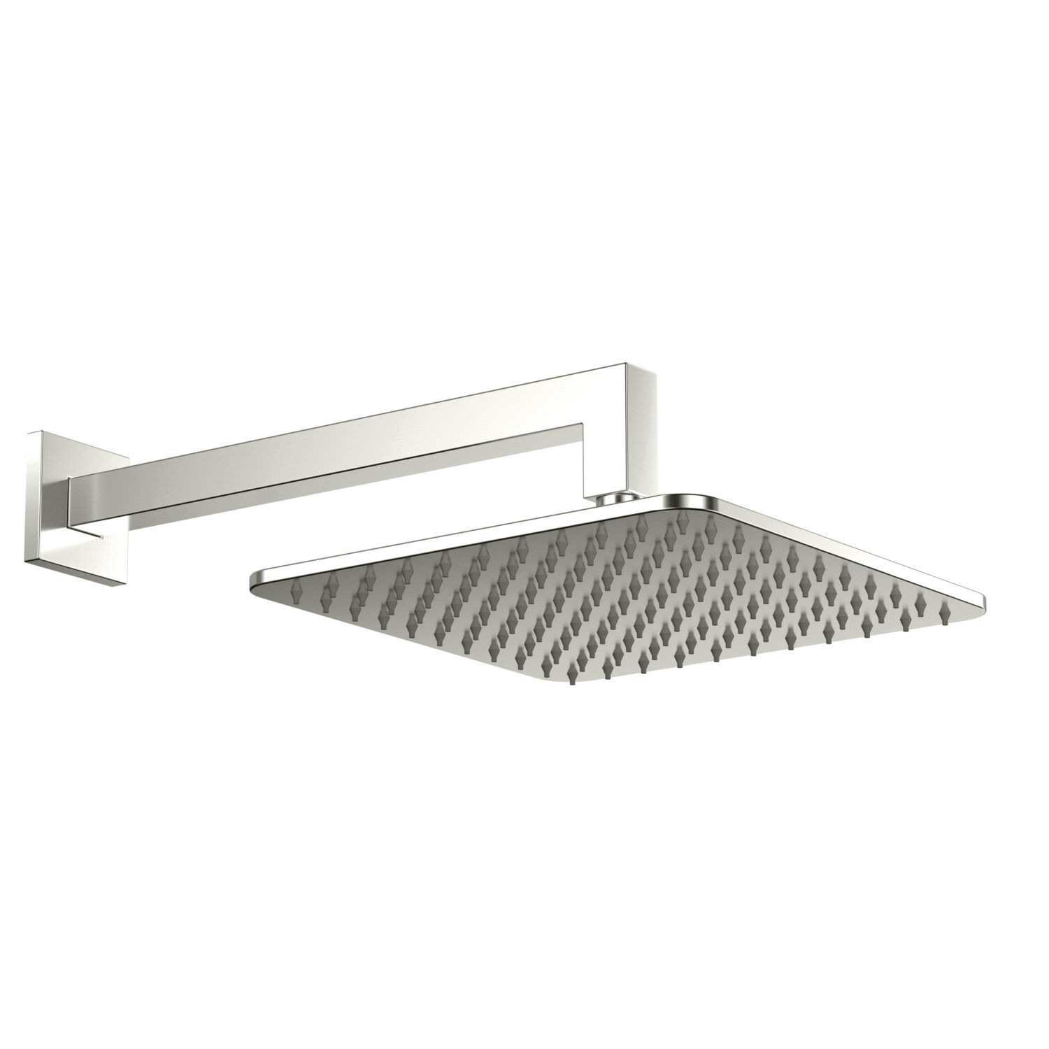 Bathworks Essentials Square Shower Arm & Head Brushed Nickel