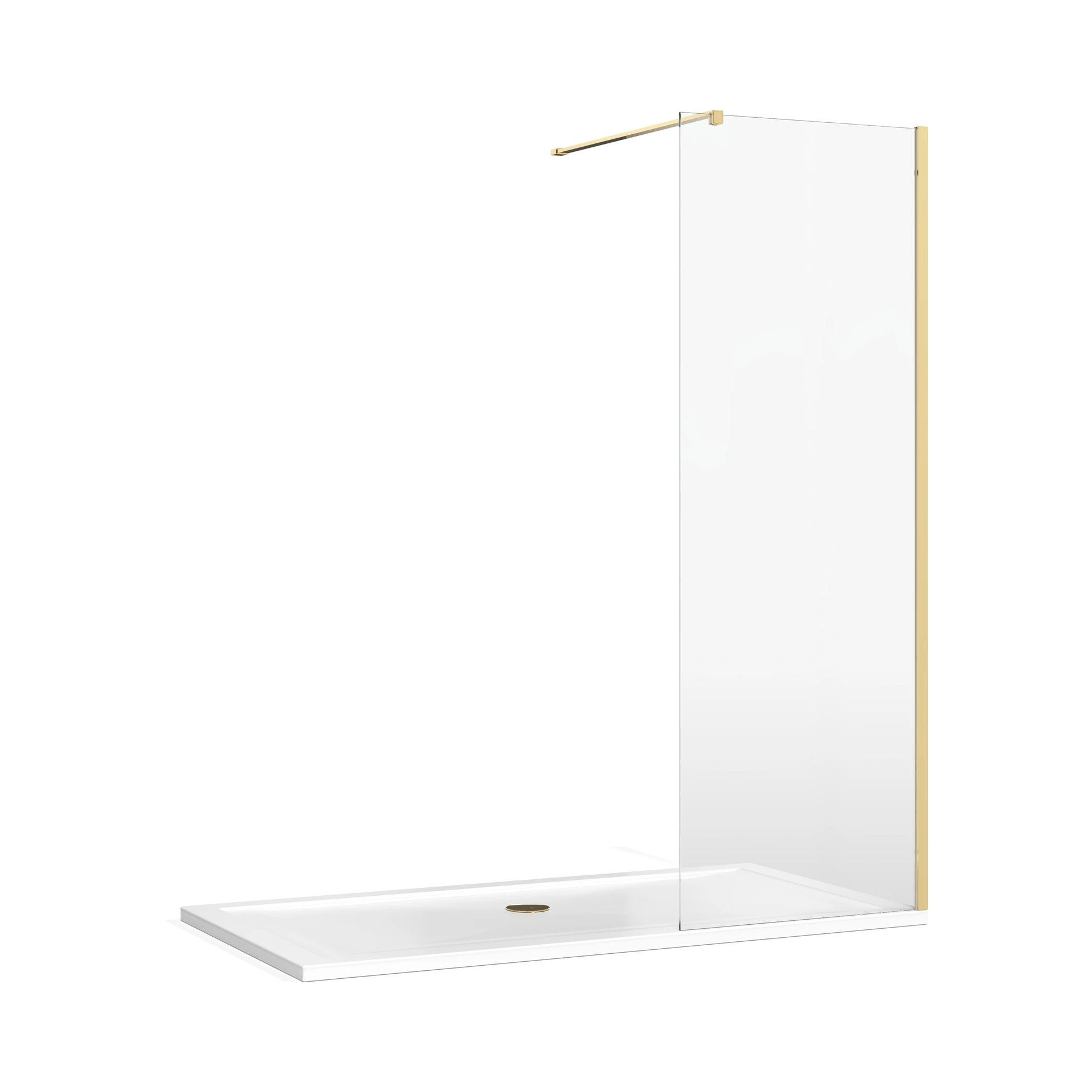 Burlington 1200mm Walk-In Shower Screen with Wall Profile & Brace – Gold