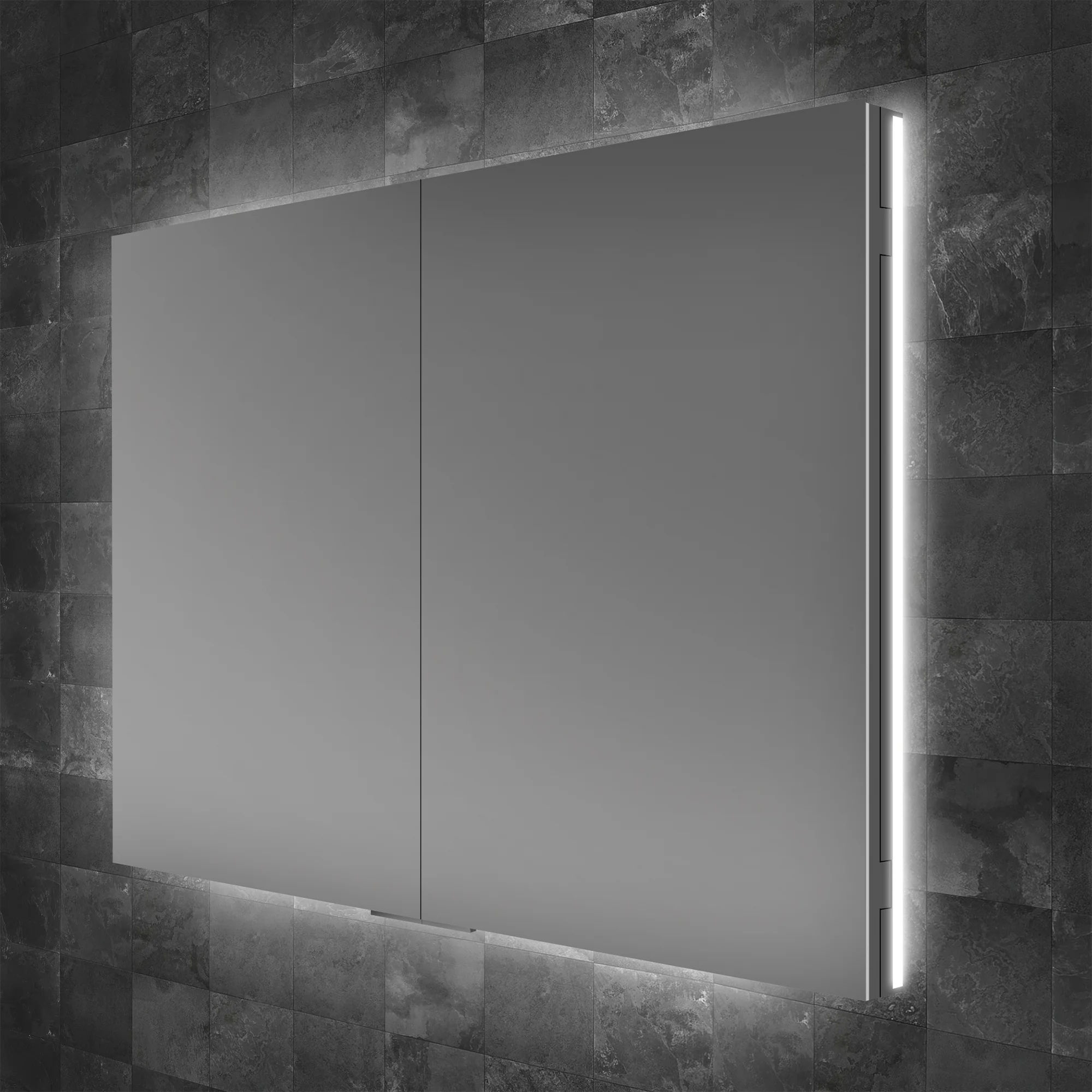 HiB Atrium 80 Semi-Recessed LED Aluminium Bathroom Mirror Cabinet – 800 x 700mm