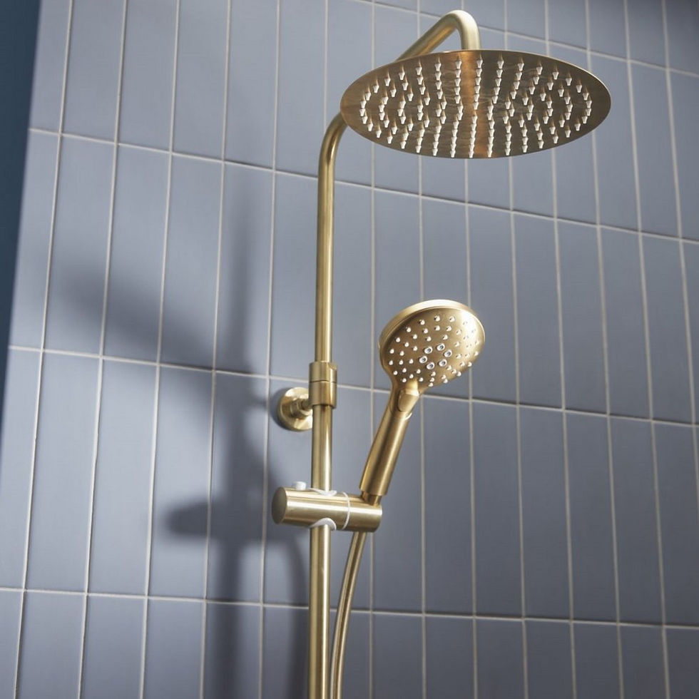Thumbnail: Tavistock Quantum Brushed Brass Thermostatic Dual Function Bar Shower