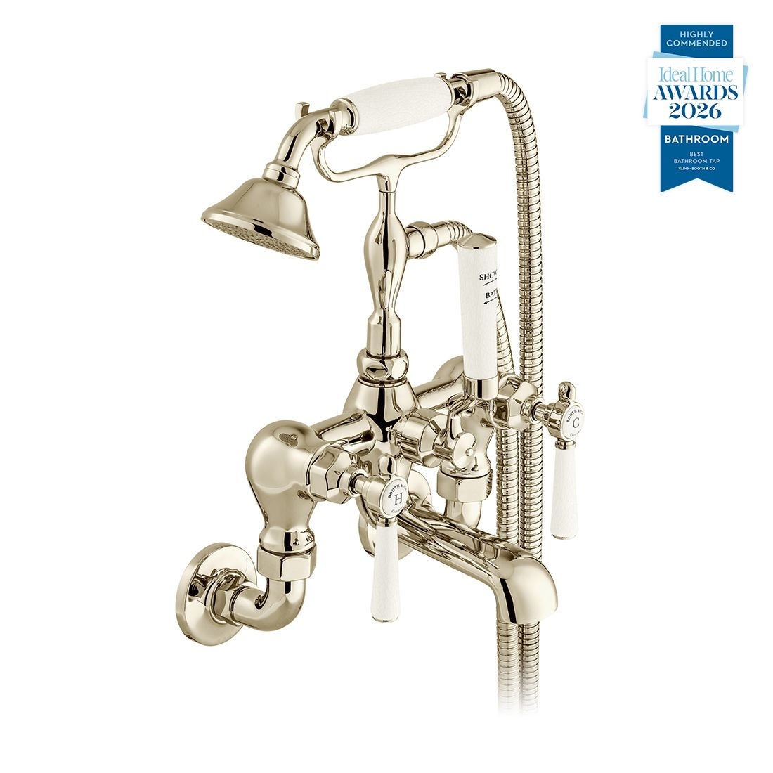 Vado Axbridge Wall Mounted Bath Mixer Tap with Shower Kit, Lever Handles