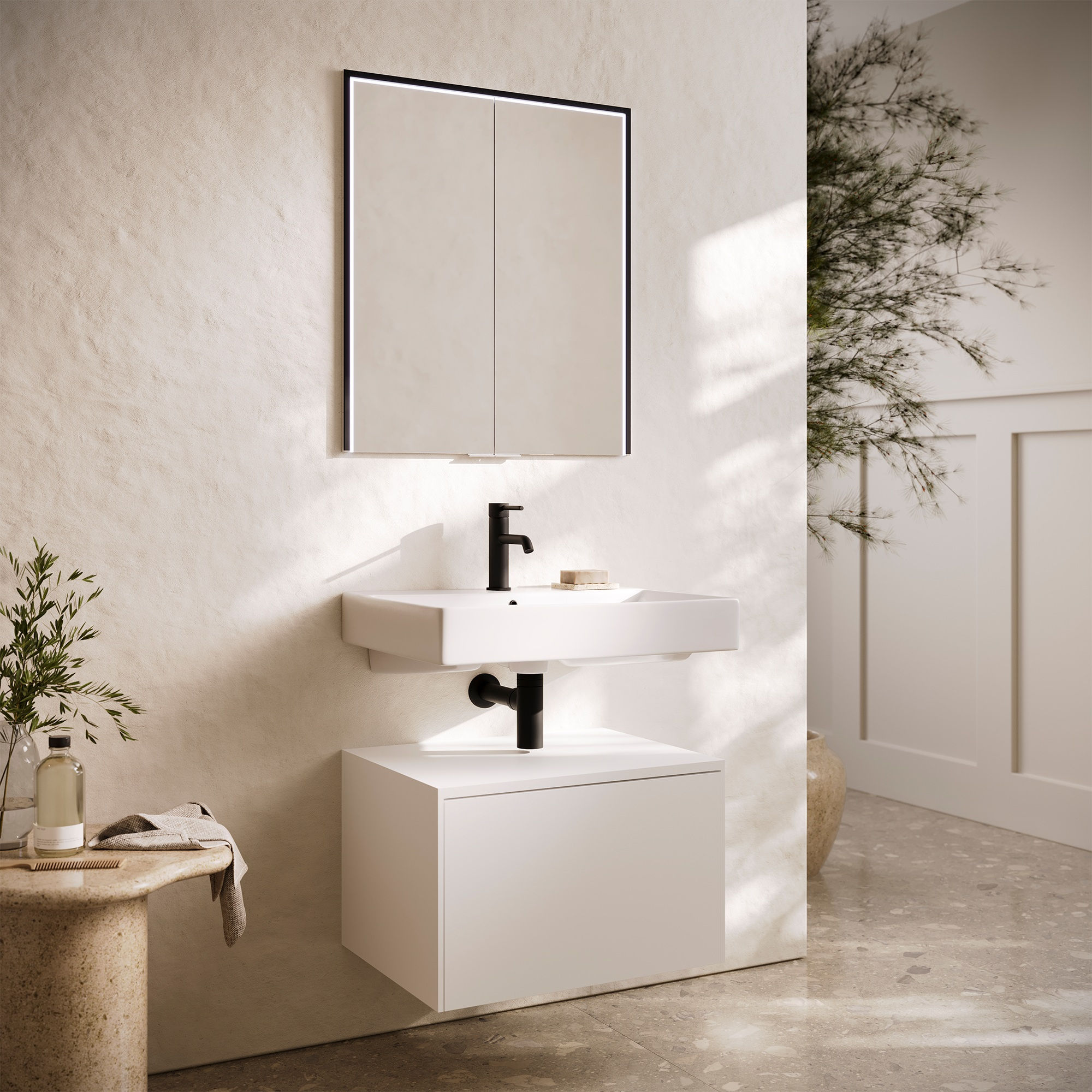 HiB Odelle Coloris Recessed LED Bathroom Mirror Cabinet