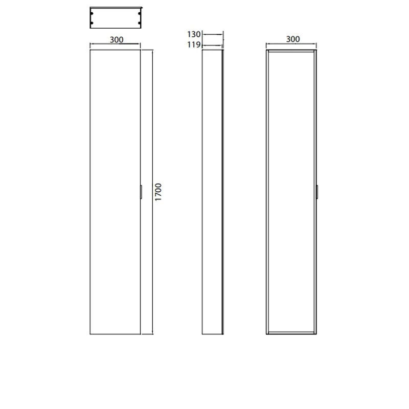 Thumbnail: HIB Eris 300mm 1 Door Mirror Cabinet - Aluminium