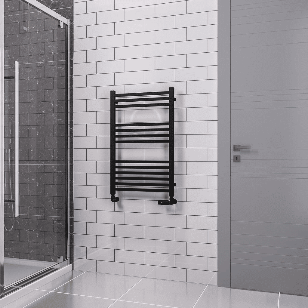 Eastbrook Tuscan Square Multirail Straight Heated Towel Rail Matt Black