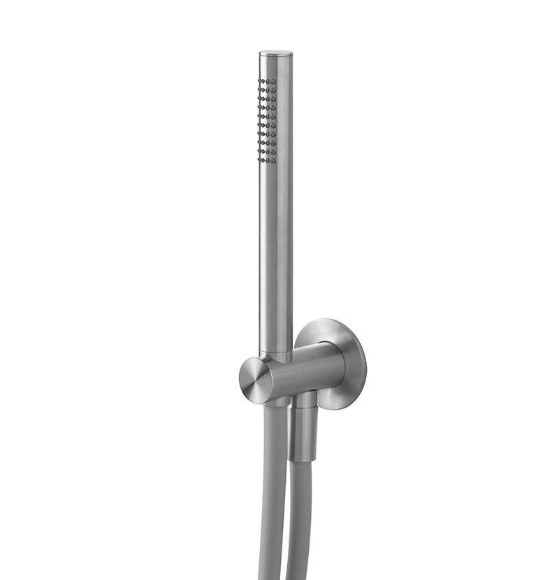 Thumbnail: Flow Shower Handset Holder and Outlet - Brushed Stainless Steel