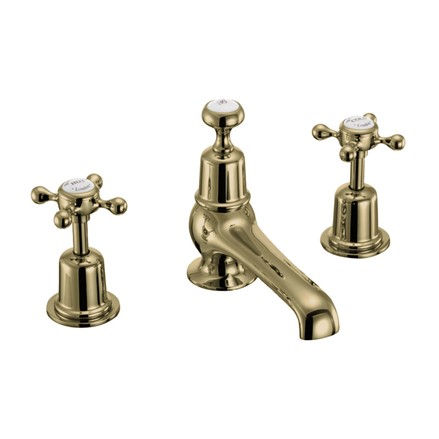Thumbnail: Burlington Claremont 3 Tap Hole Mixer - Gold