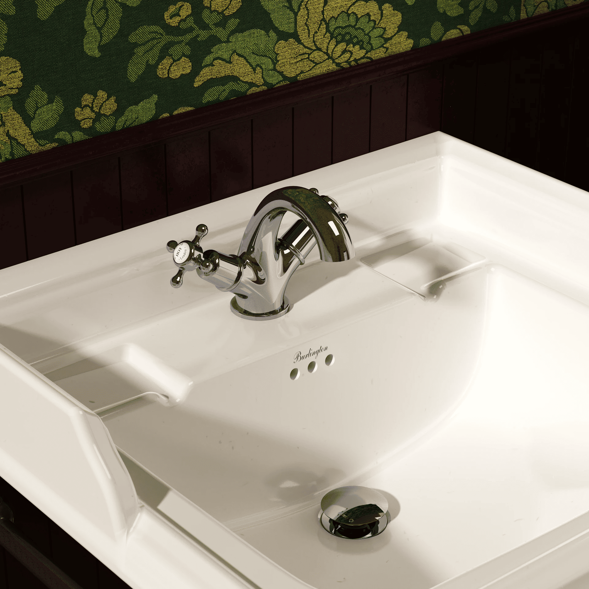 Burlington Claremont Deck Mounted Basin Mixer - Chrome