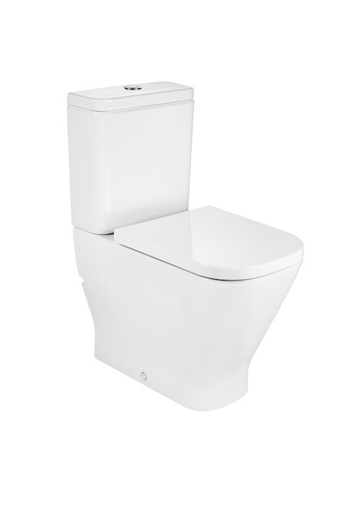 Roca The Gap Square Box Rim Comfort Height BTW C/C WC, Cistern & Soft Close Seat