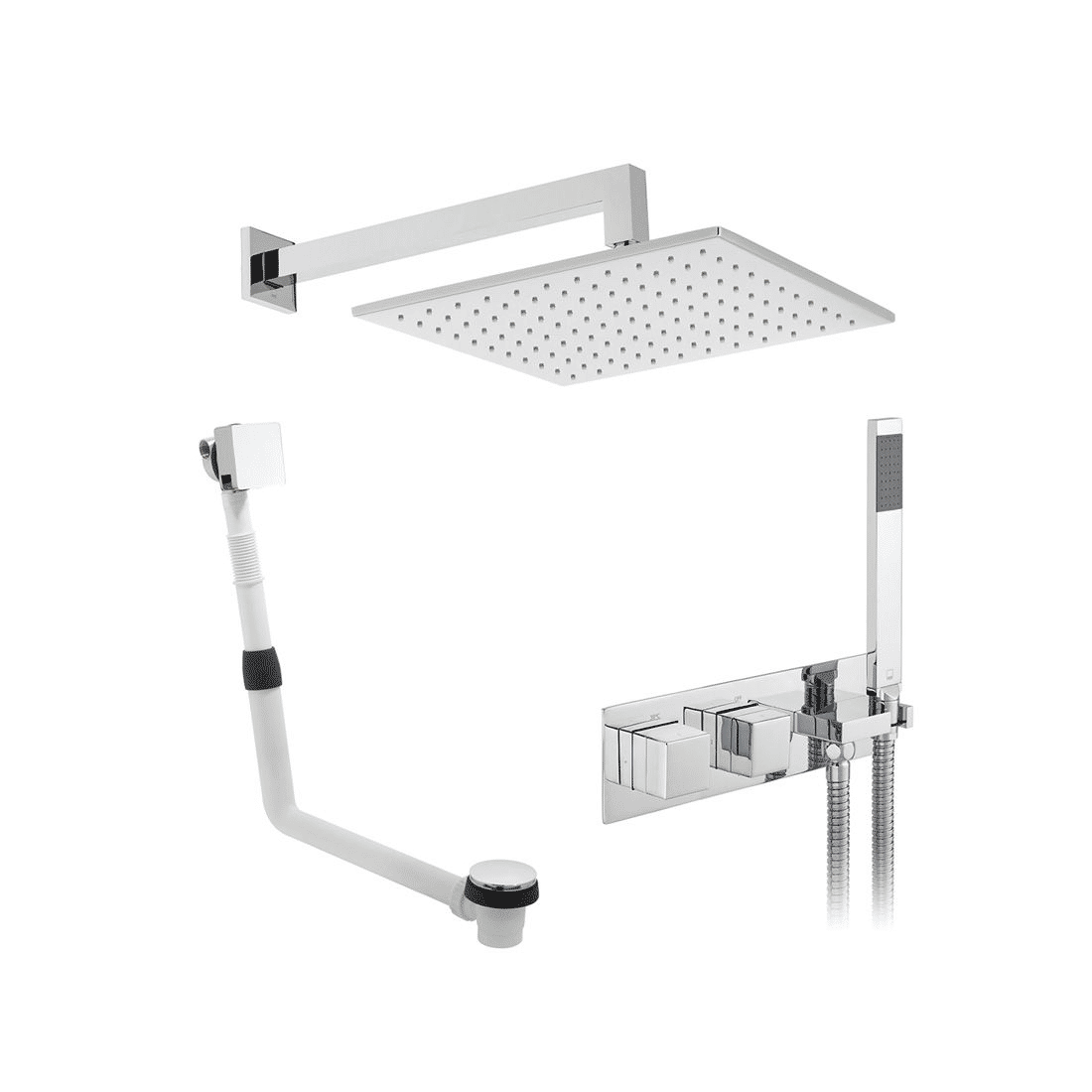 VADO Tablet Notion Chrome 3 Outlet Thermostatic Shower Set Polished Chrome