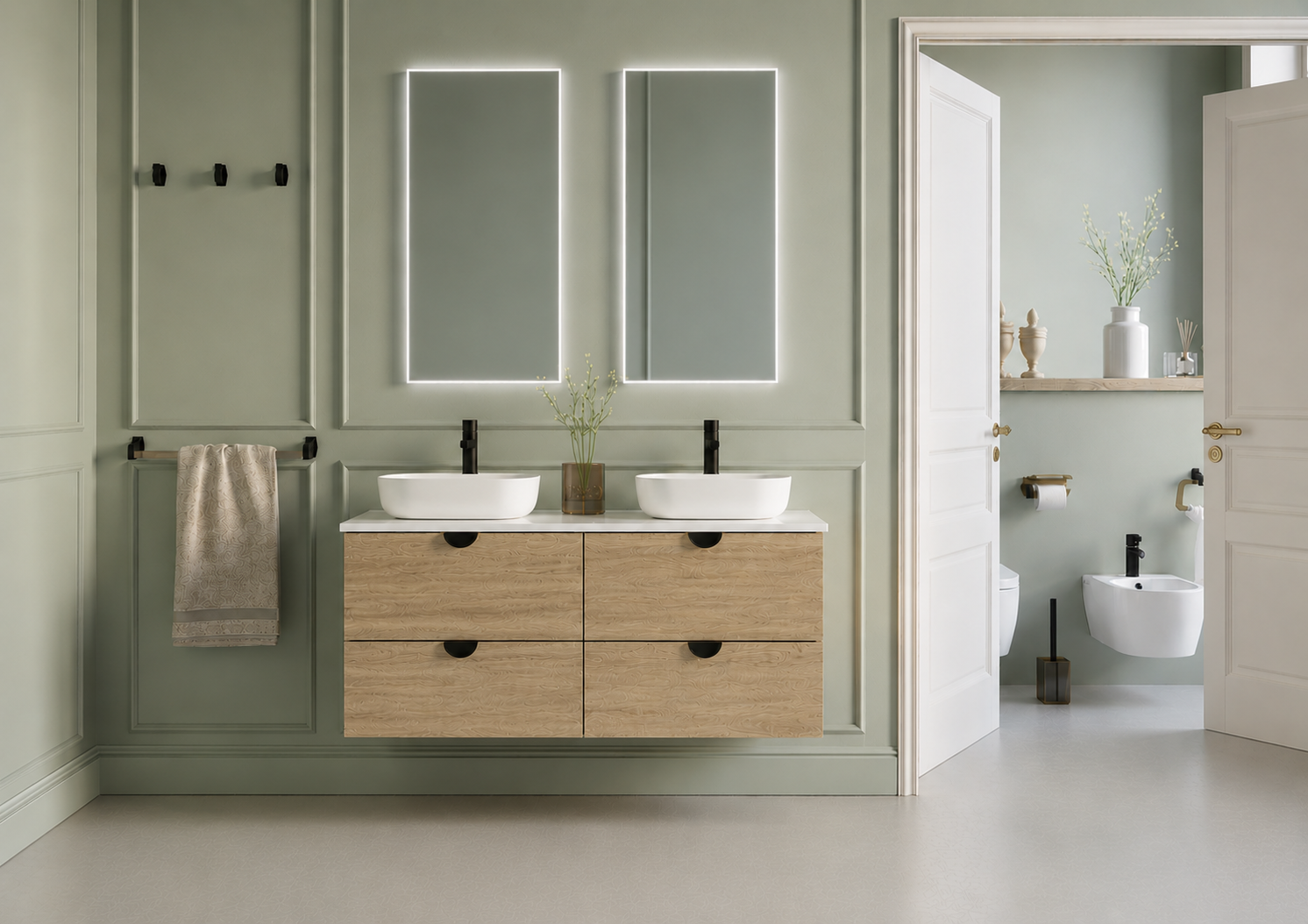Sonia Evolve 1200mm Wall Hung Double Vanity Unit with Calacatta Worktop & Basin