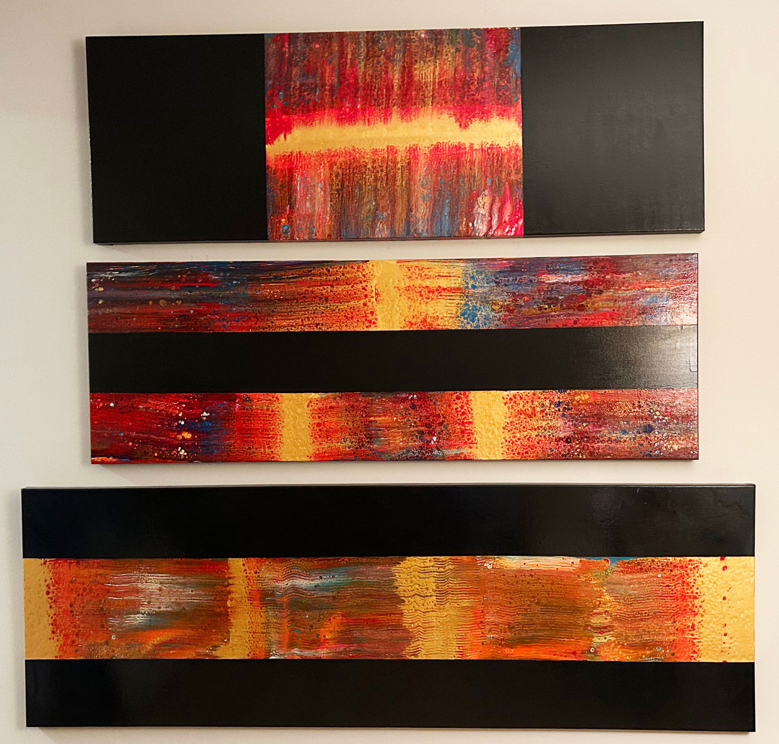 Pyramid. Triptych. Acrylic