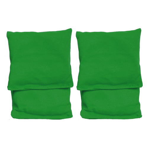 4 sacs de cornhole vert uni, vue de face