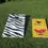Miniature : cornhole 2 planches format voyage surf et van de voyage, sur le gazon, vue de face