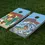 Miniature : cornhole 2 planches un ours et sa planche de surf, un , sur le gazon, vue de face