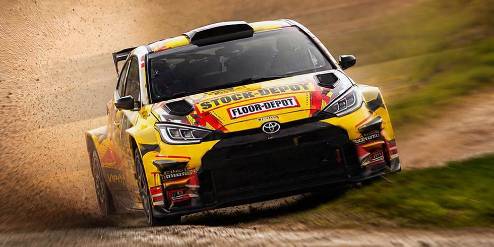 Stéphane Lefebvre and Pieter Tsjoen lead the final standings in a Toyota GR Yaris Rally2.