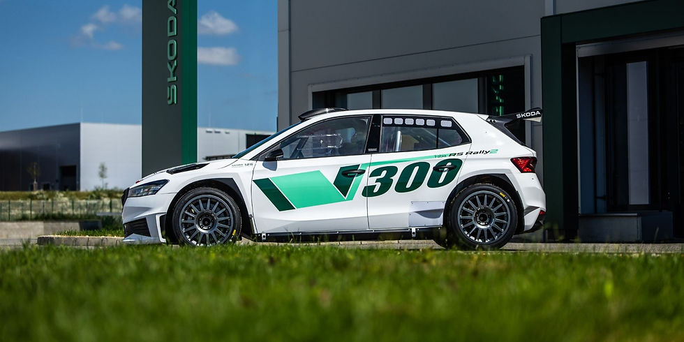 Michal Hrabánek hands over the milestone Škoda Fabia RS Rally2 during the official presentation.