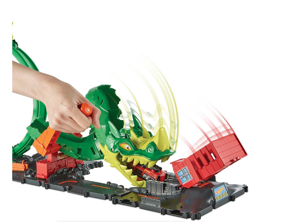 Thumbnail: Hot Wheels Dragon Drive Firefight Playset, With 1 Toy Car