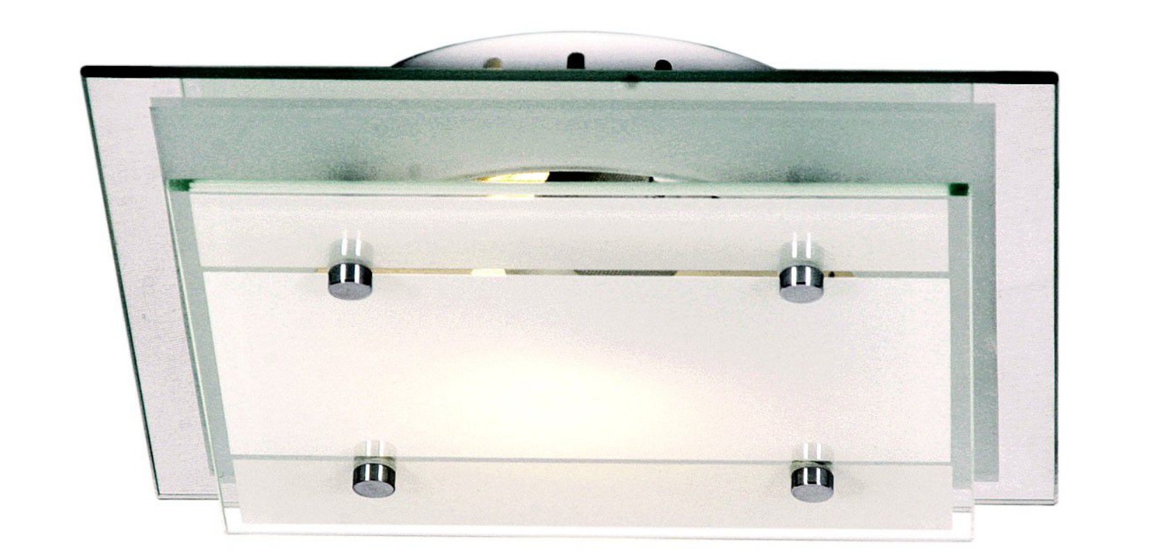 Mirror and Frosted Glass Ceiling Fitting with Polished Chrome Clips
