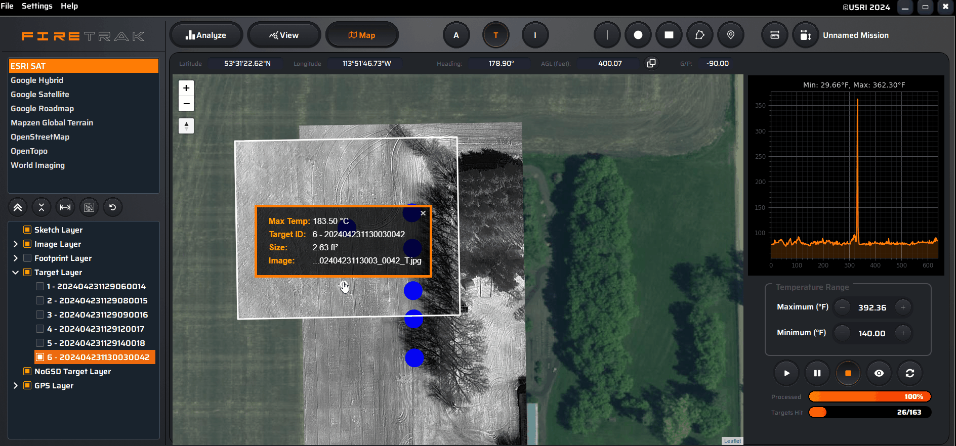 Firetrak Hotspot Detection User interface