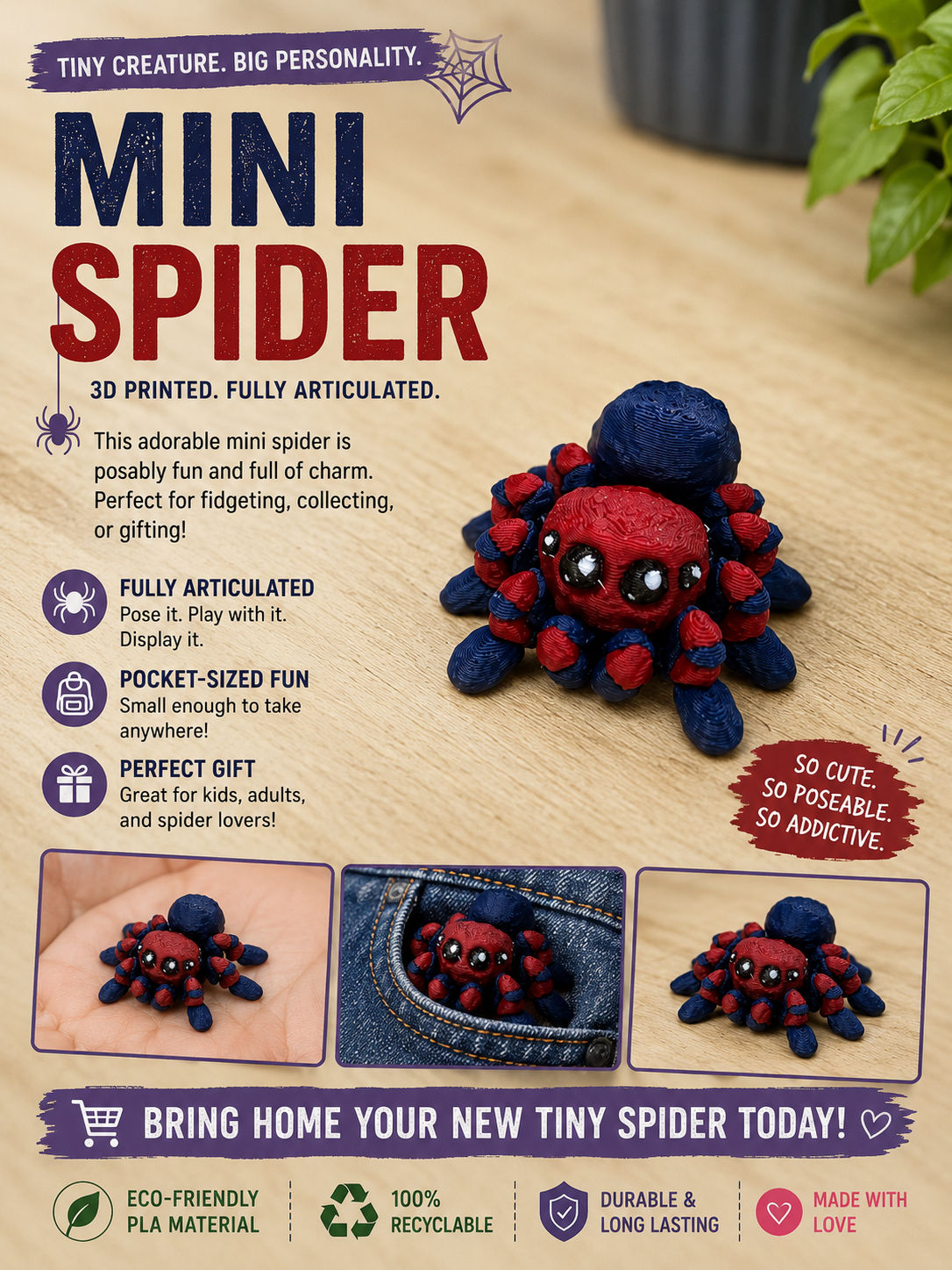 Mini Spider red/blue