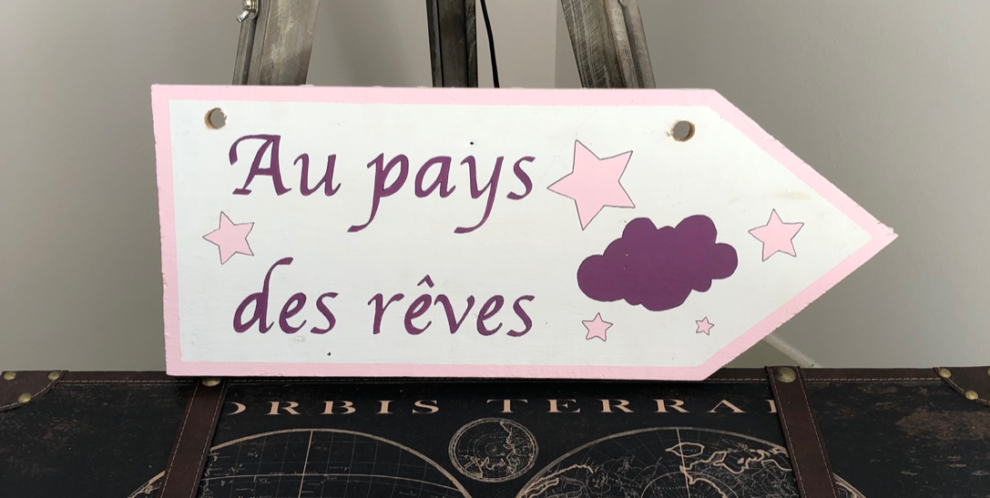Panneau bois "AU PAYS DES REVES"